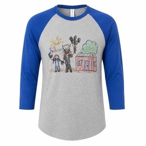 Mindless Culture The Black Phone Grabber Raglan 3/4 Sleeve Lrg Gray Blue Horror